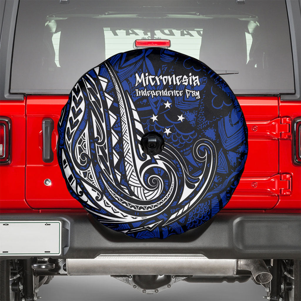 Micronesia Independence Day FSM Spare Tire Cover Tribal Tattoo Pattern Flag Seal Heritage