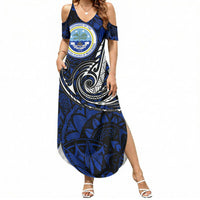 Micronesia Independence Day FSM Summer Maxi Dress Tribal Tattoo Pattern Flag Seal Heritage