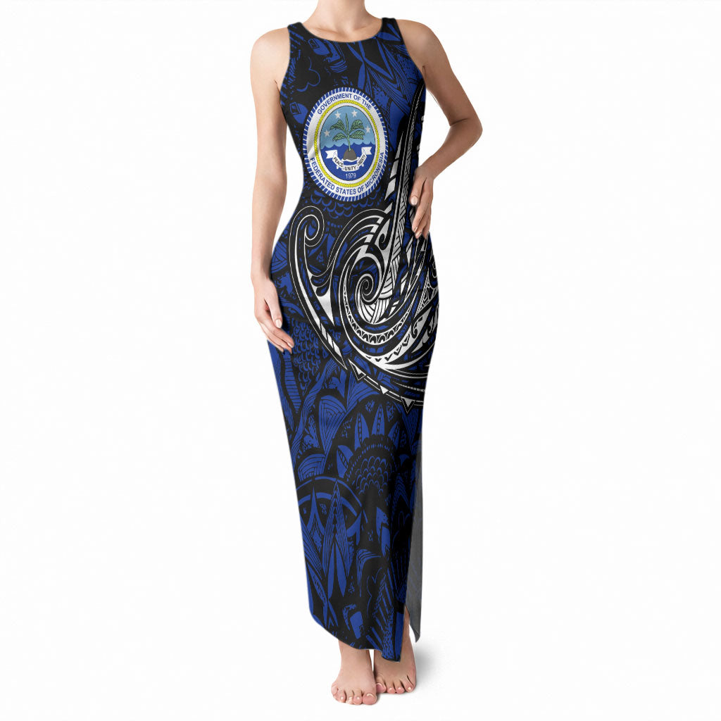 Micronesia Independence Day FSM Tank Maxi Dress Tribal Tattoo Pattern Flag Seal Heritage