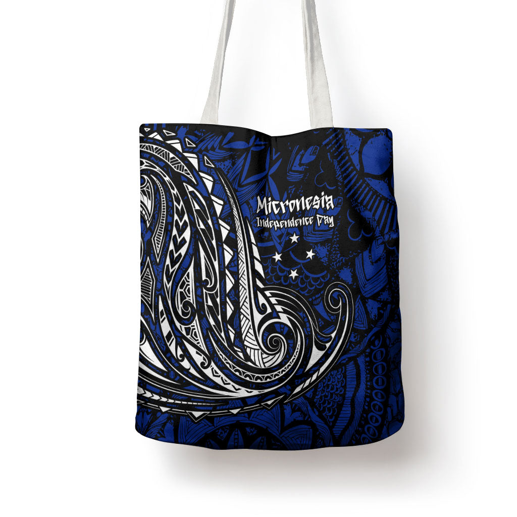 Micronesia Independence Day FSM Tote Bag Tribal Tattoo Pattern Flag Seal Heritage