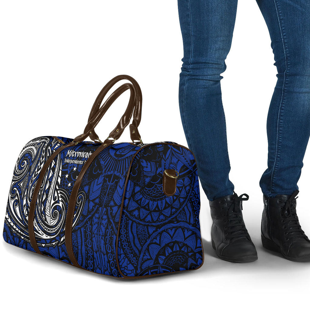 Micronesia Independence Day FSM Travel Bag Tribal Tattoo Pattern Flag Seal Heritage