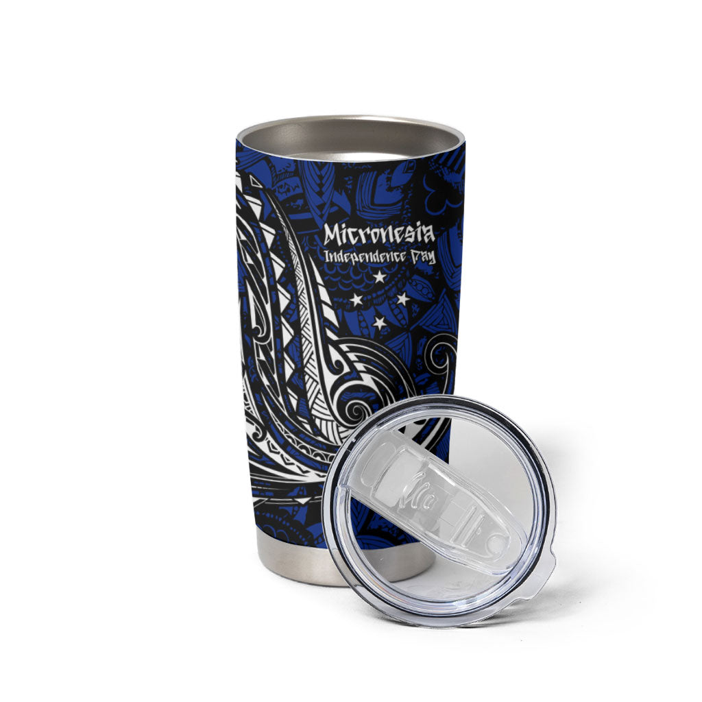 Micronesia Independence Day FSM Tumbler Cup Tribal Tattoo Pattern Flag Seal Heritage
