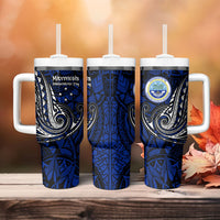 Micronesia Independence Day FSM Tumbler With Handle Tribal Tattoo Pattern Flag Seal Heritage
