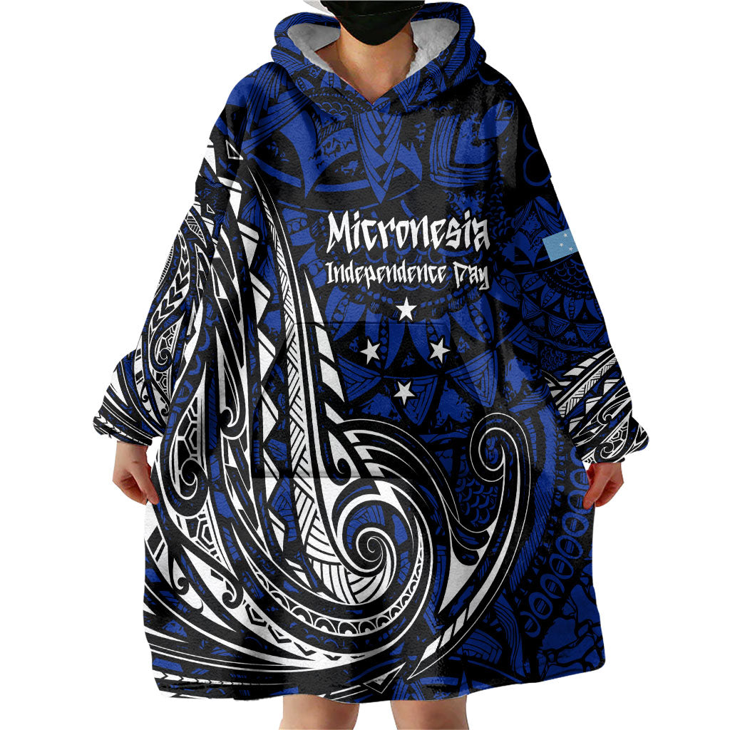 Micronesia Independence Day FSM Wearable Blanket Hoodie Tribal Tattoo Pattern Flag Seal Heritage