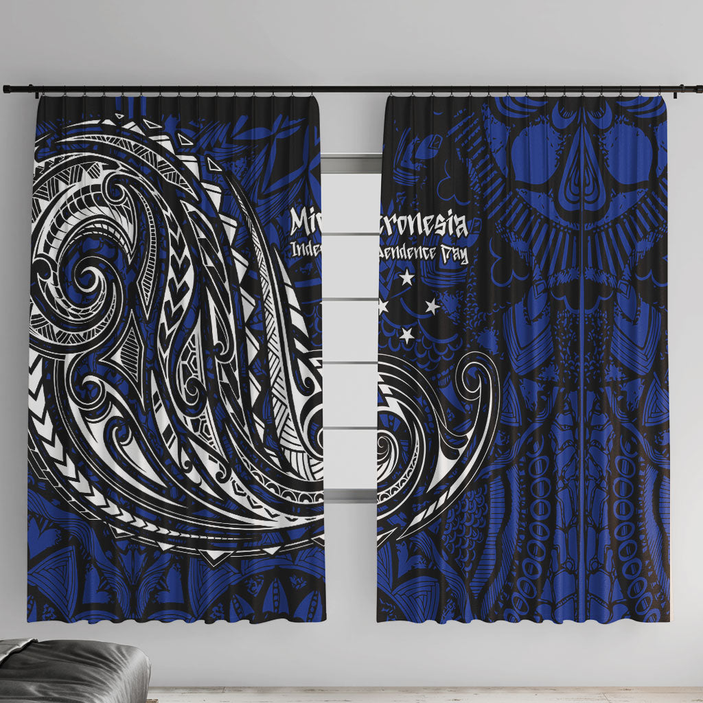 Micronesia Independence Day FSM Window Curtain Tribal Tattoo Pattern Flag Seal Heritage