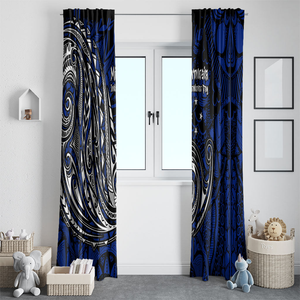 Micronesia Independence Day FSM Window Curtain Tribal Tattoo Pattern Flag Seal Heritage