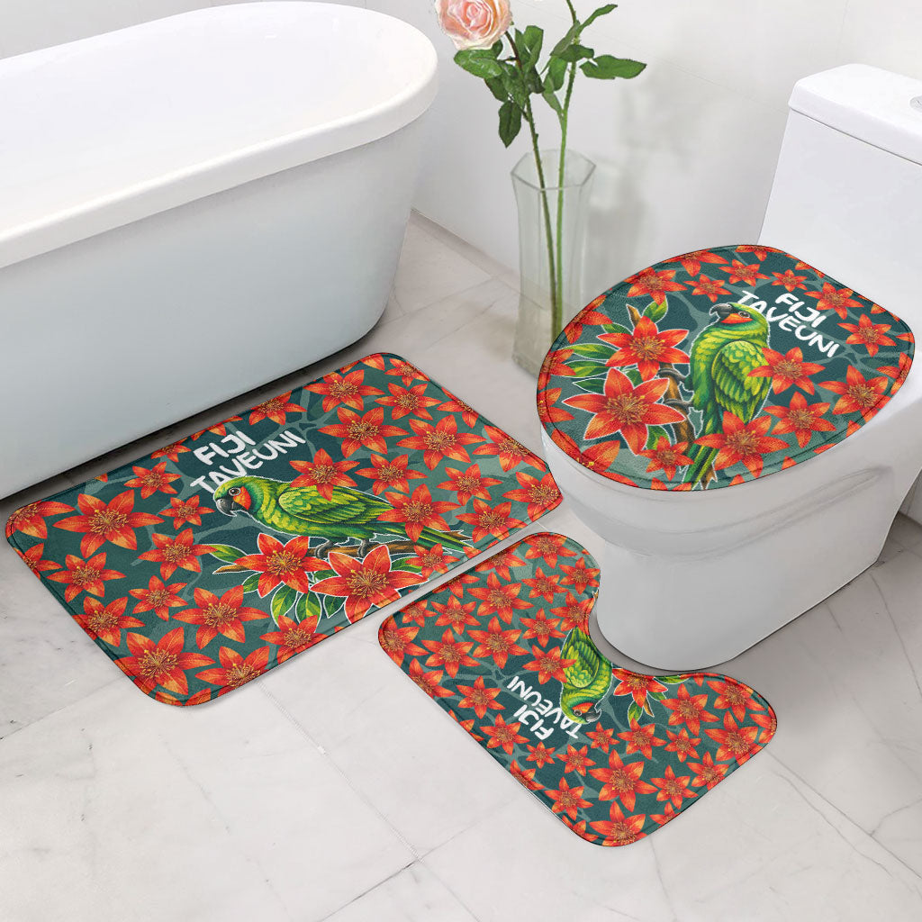 Fiji Taveuni Parrot Bathroom Set Tropical Waterfall Landscape With Floral Tribal Pattern