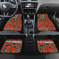 Fiji Taveuni Parrot Car Mats Tropical Waterfall Landscape With Floral Tribal Pattern