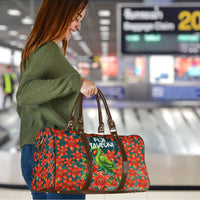 Fiji Taveuni Parrot Travel Bag Tropical Waterfall Landscape With Floral Tribal Pattern