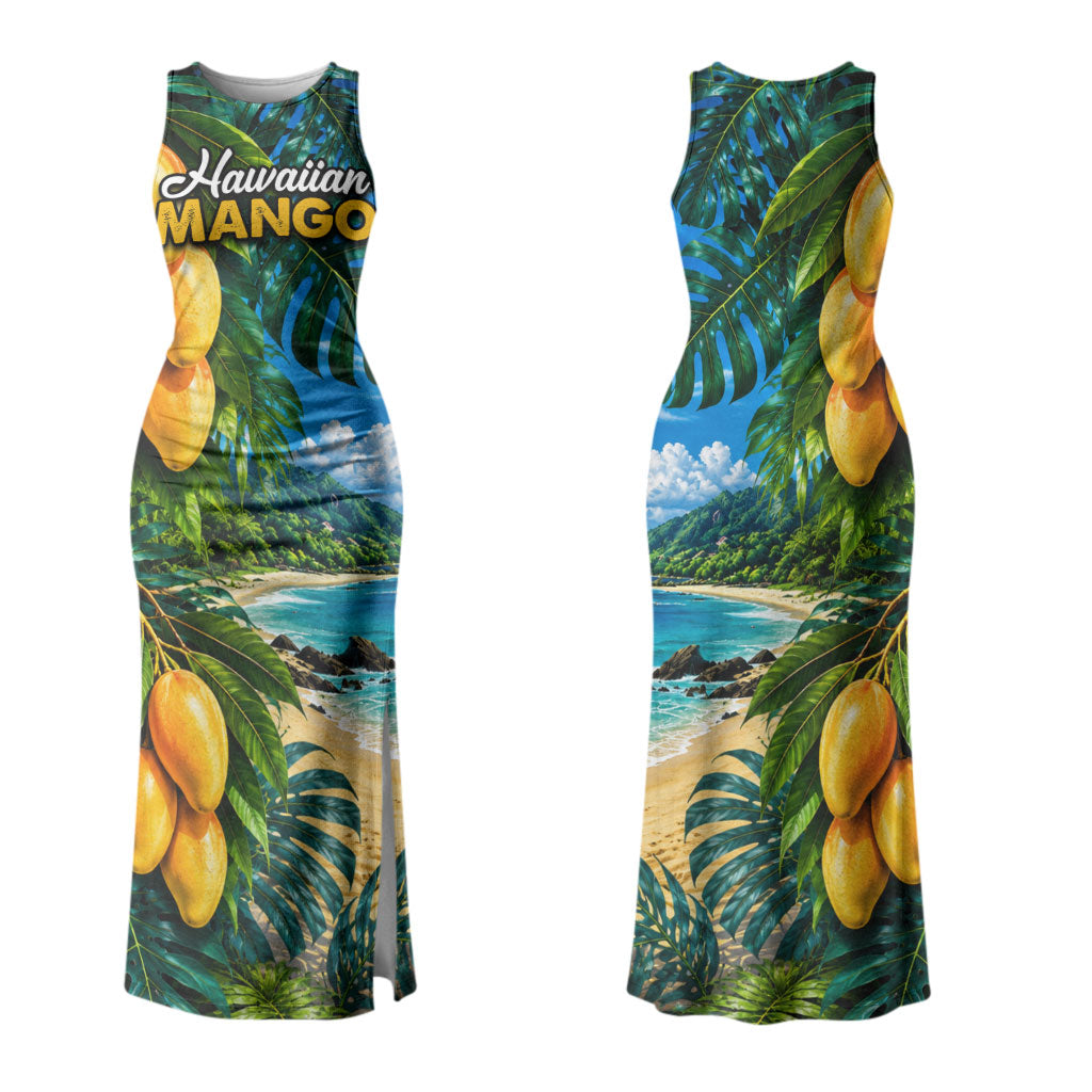 Hawaiian Mango Tropical Beach Couples Matching Tank Maxi Dress and Long Sleeve Button Shirt Scenic Island Nature Exotic Fruit Graphic TS04 - Polynesian Pride