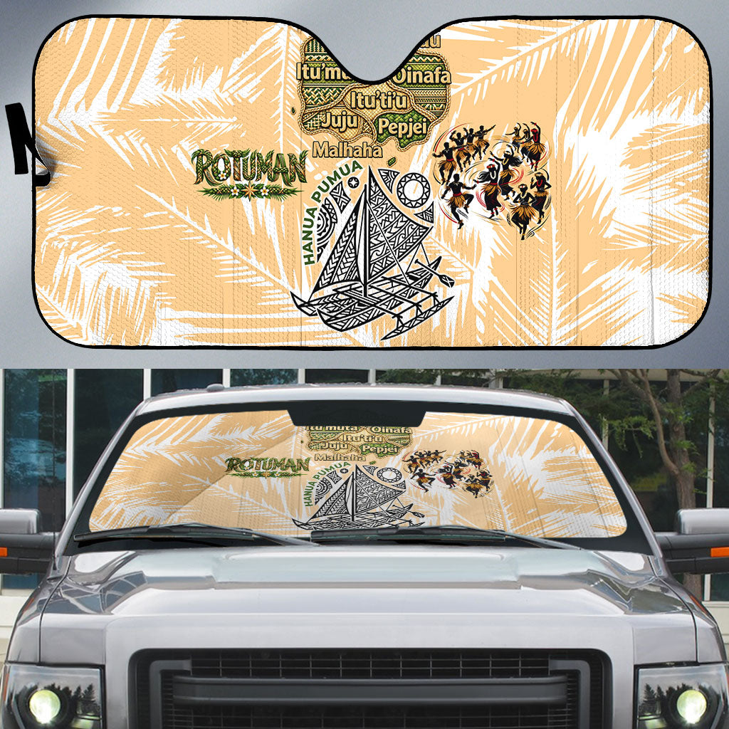 Rotuman Culture Island Pride Auto Sun Shade Traditional Polynesian Tribal Pattern With Island Map