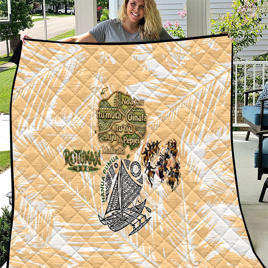 Rotuman Culture Island Pride Quilt Traditional Polynesian Tribal Pattern With Island Map TS04 Yellow Beige - Polynesian Pride