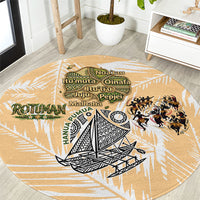 Rotuman Culture Island Pride Round Carpet Traditional Polynesian Tribal Pattern With Island Map TS04 Yellow Beige - Polynesian Pride