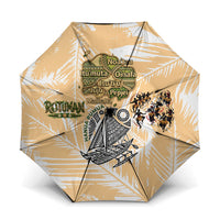 Rotuman Culture Island Pride Umbrella Traditional Polynesian Tribal Pattern With Island Map TS04 One Size Folded 11.42 inch Opened Diameter 37.4 inch Yellow Beige - Polynesian Pride