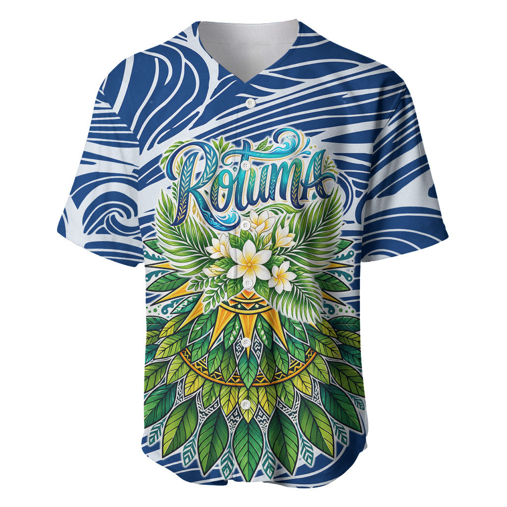Rotuma Fiji Island Pride Baseball Jersey Ocean Wave Coral Reef Marine Life Tribal Tattoo TS04 Blue Green - Polynesian Pride
