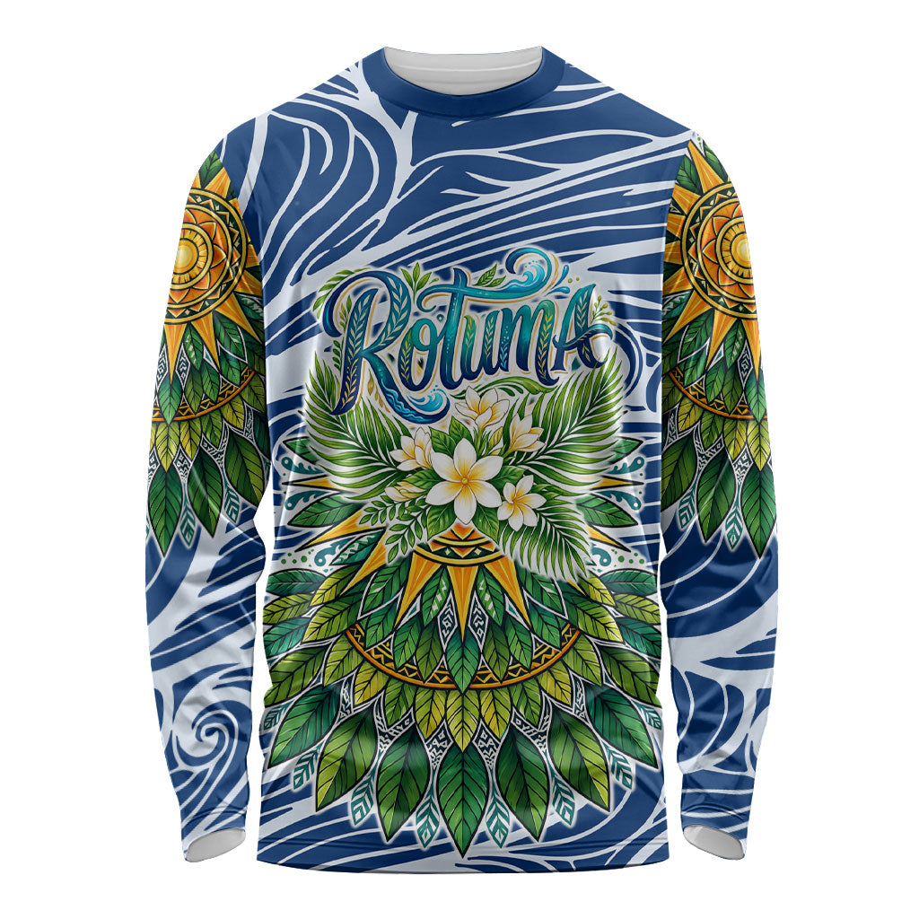 Rotuma Fiji Island Pride Long Sleeve Shirt Ocean Wave Coral Reef Marine Life Tribal Tattoo TS04 Unisex Blue Green - Polynesian Pride
