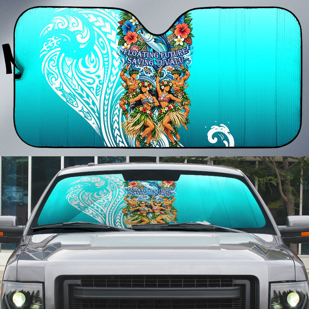 Floating Future Saving Tuvalu Auto Sun Shade Ocean Blue Pacific Polynesian Cultural Art Marine Wildlife