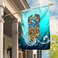 Floating Future Saving Tuvalu Garden Flag Ocean Blue Pacific Polynesian Cultural Art Marine Wildlife TS04 House Flag Blue White - Polynesian Pride