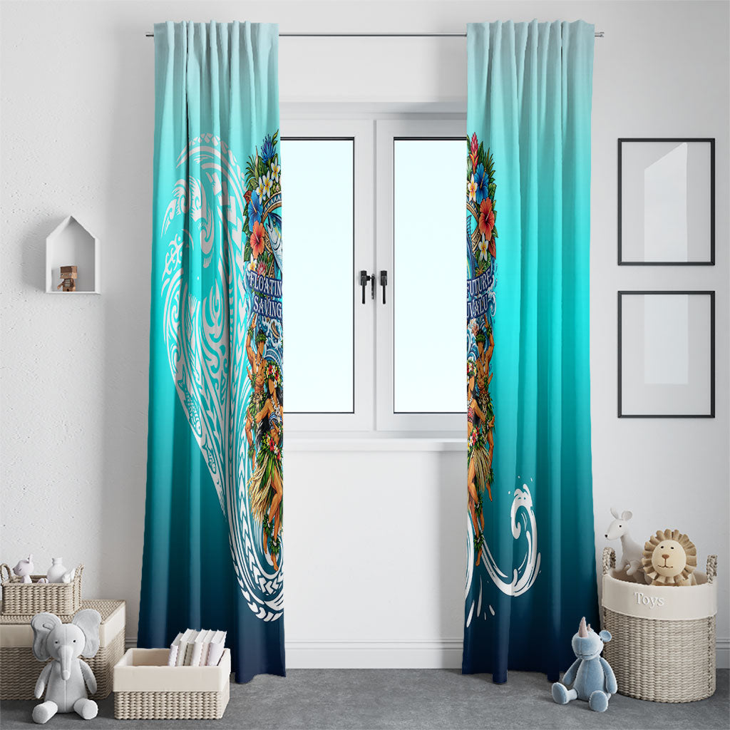 Floating Future Saving Tuvalu Window Curtain Ocean Blue Pacific Polynesian Cultural Art Marine Wildlife TS04 - Polynesian Pride