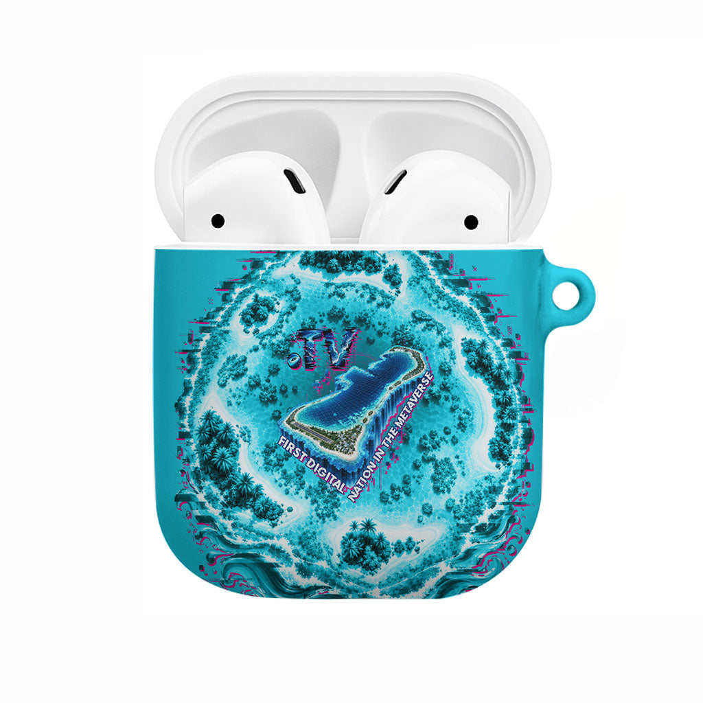 Tuvalu First Digital Nation In The Metaverse AirPods Case Polynesian Island Atoll Cyber Ocean TS04 Blue White - Polynesian Pride