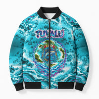Tuvalu First Digital Nation In The Metaverse Bomber Puffer Jacket Polynesian Island Atoll Cyber Ocean TS04 Unisex Blue White - Polynesian Pride