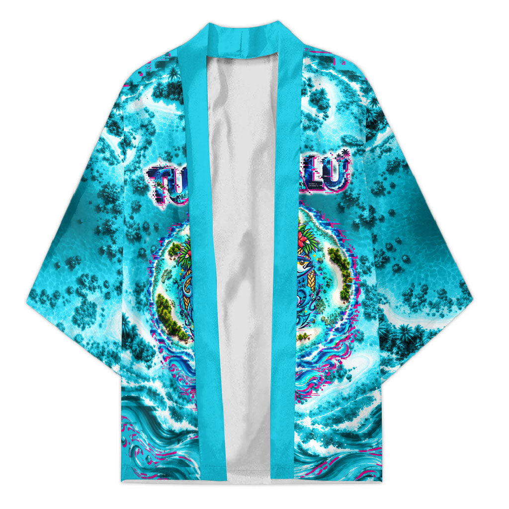 Tuvalu First Digital Nation In The Metaverse Kimono Polynesian Island Atoll Cyber Ocean TS04 Unisex Blue White - Polynesian Pride