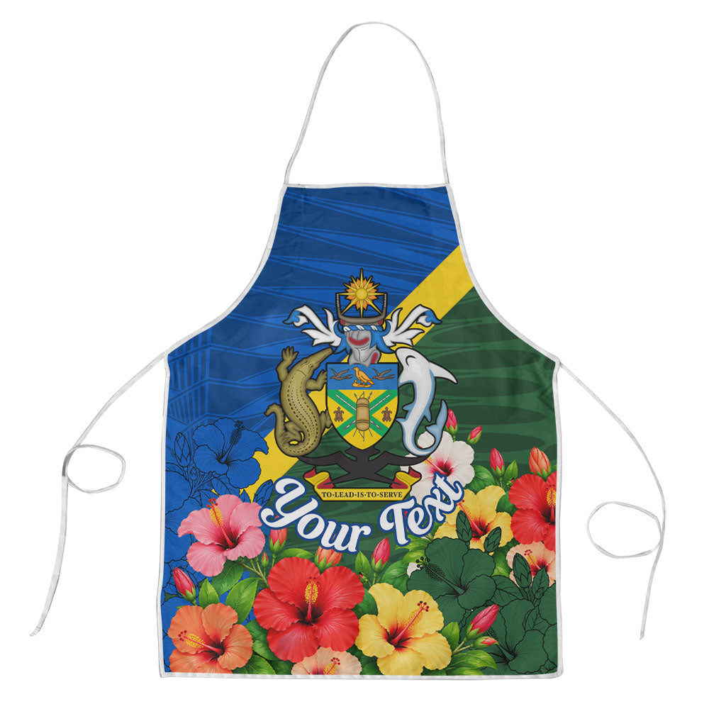 Personalized Solomon Islands Coat Of Arms Apron Patriotic Flag Shark Crocodile Tropical Floral