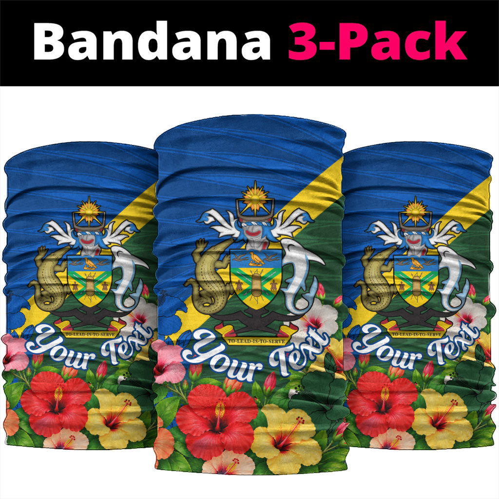 Personalized Solomon Islands Coat Of Arms Neck Gaiter Patriotic Flag Shark Crocodile Tropical Floral TS04 package One Size: 25*50cm Blue Green - Polynesian Pride