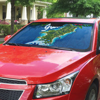 Guam Tropical Island Auto Sun Shade Hibiscus Floral Ocean Waves TS04 - Polynesian Pride