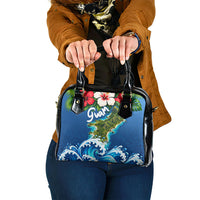 Guam Tropical Island Shoulder Handbag Hibiscus Floral Ocean Waves TS04 One Size Blue Red - Polynesian Pride