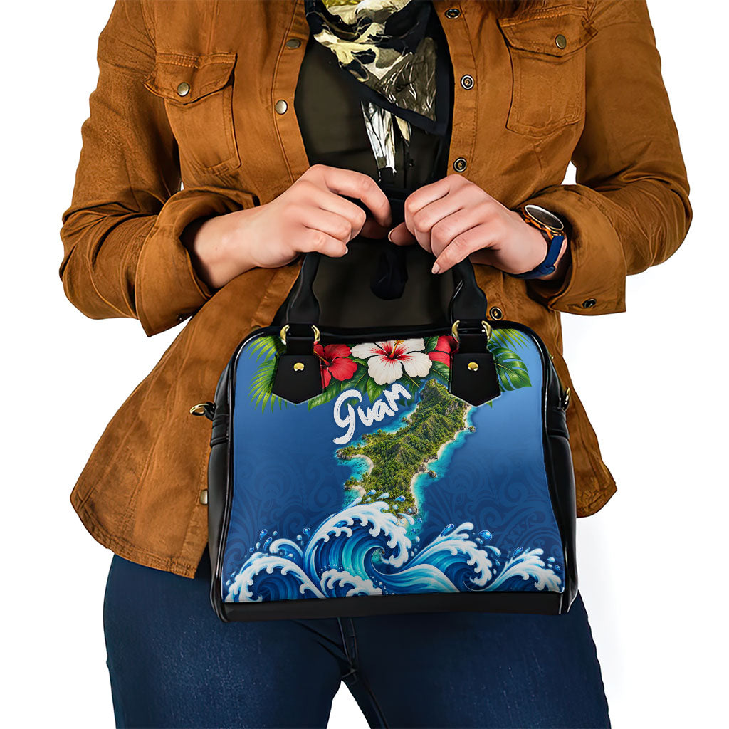 Guam Tropical Island Shoulder Handbag Hibiscus Floral Ocean Waves TS04 - Polynesian Pride