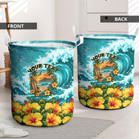 Personalized Hawaii 60th Birthday Eagle Laundry Basket Tropical Sunset Beach Hibiscus Ocean Wave TS04 - Polynesian Pride