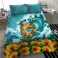 Personalized Hawaii 60th Birthday Eagle Bedding Set Tropical Sunset Beach Hibiscus Ocean Wave TS04 - Polynesian Pride