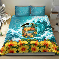 Personalized Hawaii 60th Birthday Eagle Bedding Set Tropical Sunset Beach Hibiscus Ocean Wave TS04 - Polynesian Pride