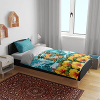 Personalized Hawaii 60th Birthday Eagle Bedding Set Tropical Sunset Beach Hibiscus Ocean Wave TS04 - Polynesian Pride