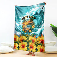Personalized Hawaii 60th Birthday Eagle Blanket Tropical Sunset Beach Hibiscus Ocean Wave TS04 - Polynesian Pride