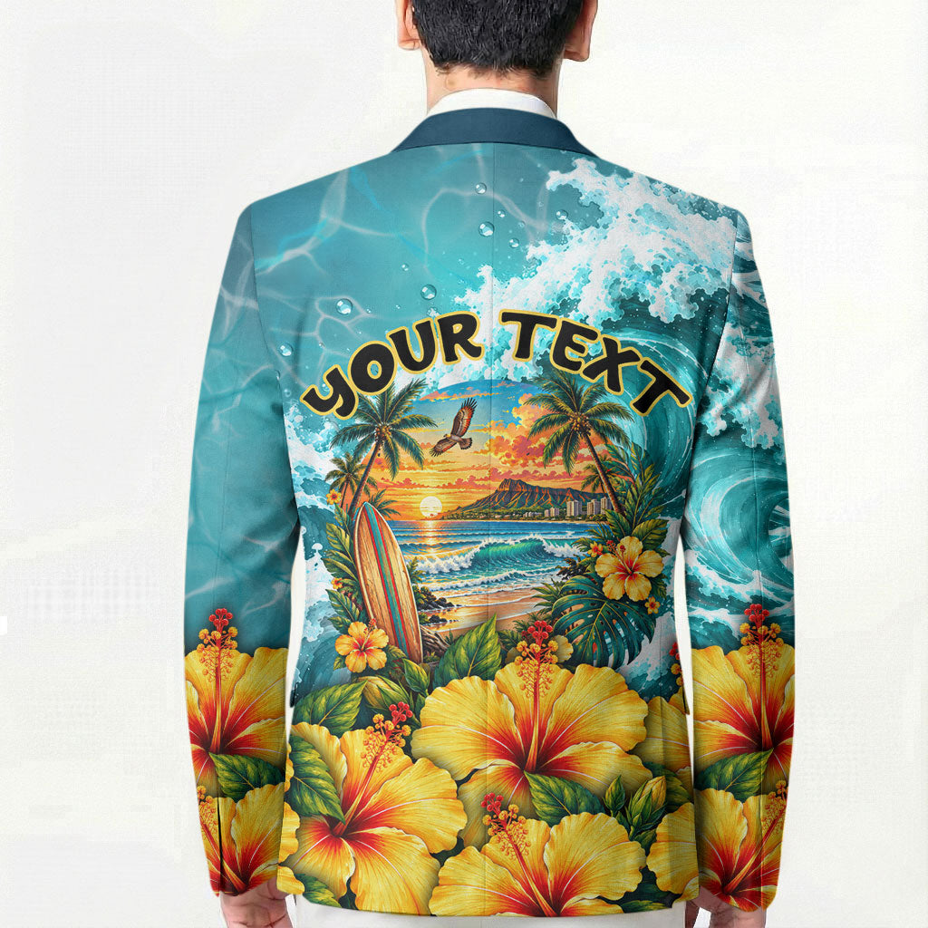 Personalized Hawaii 60th Birthday Eagle Blazer Tropical Sunset Beach Hibiscus Ocean Wave TS04 - Polynesian Pride