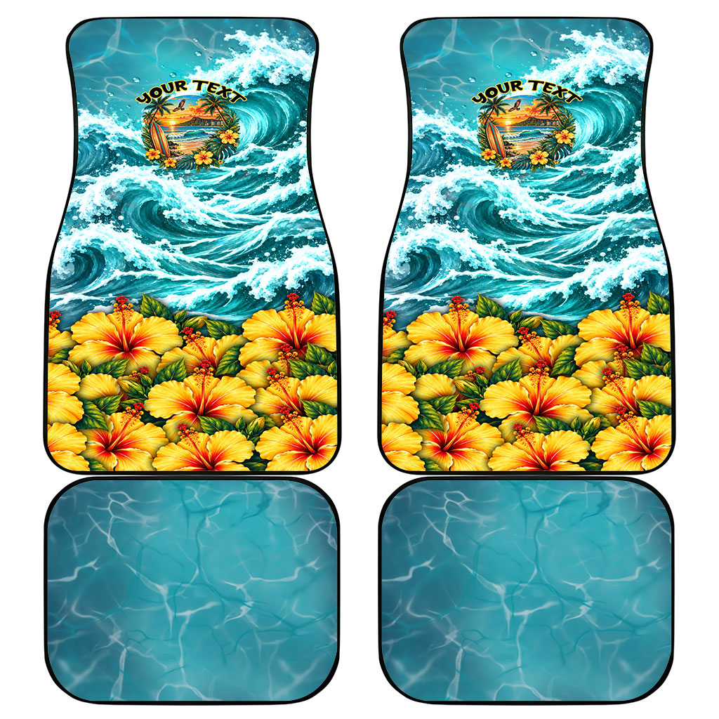 Personalized Hawaii 60th Birthday Eagle Car Mats Tropical Sunset Beach Hibiscus Ocean Wave TS04 - Polynesian Pride
