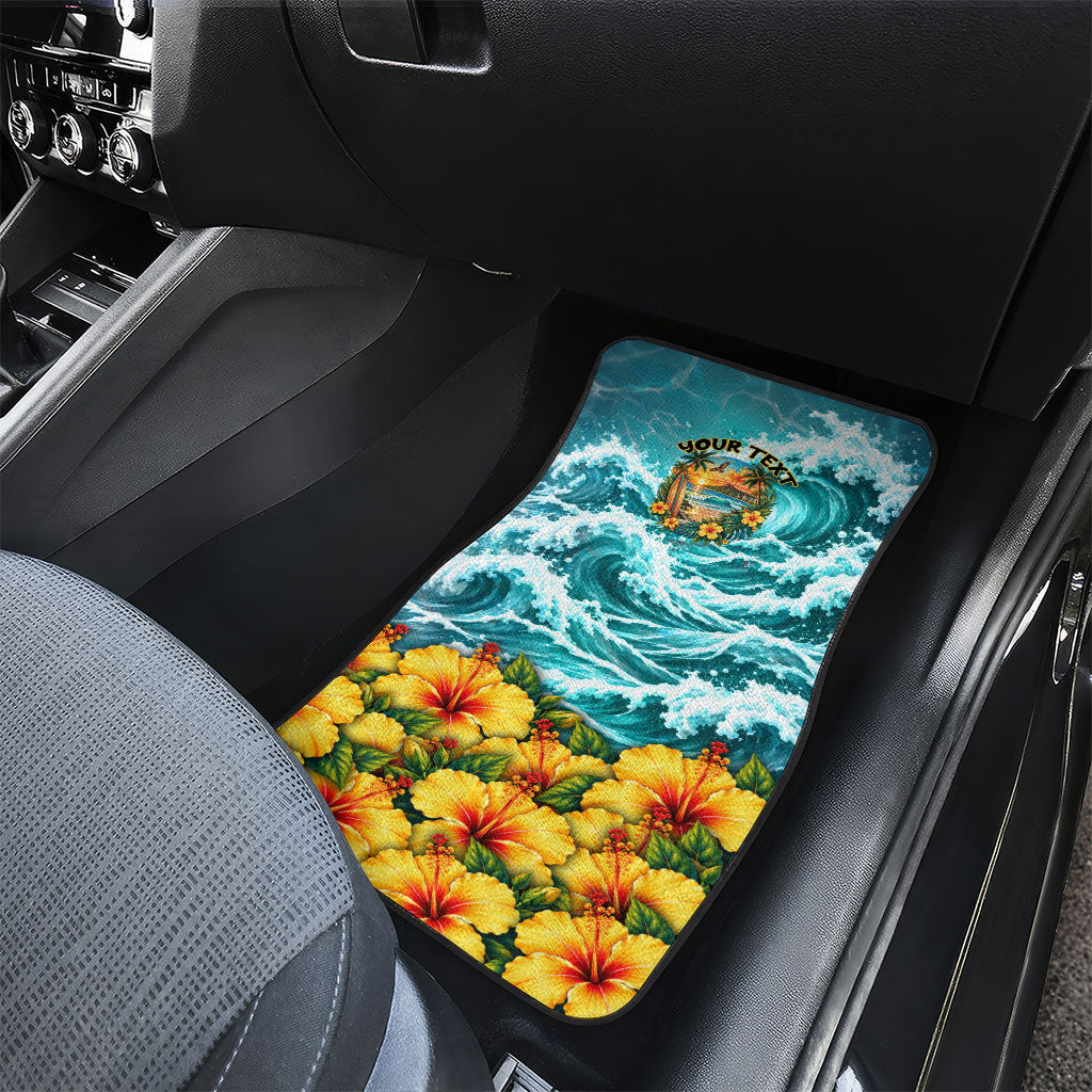 Personalized Hawaii 60th Birthday Eagle Car Mats Tropical Sunset Beach Hibiscus Ocean Wave TS04 - Polynesian Pride