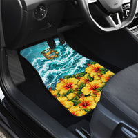 Personalized Hawaii 60th Birthday Eagle Car Mats Tropical Sunset Beach Hibiscus Ocean Wave TS04 - Polynesian Pride