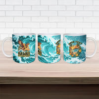 Personalized Hawaii 60th Birthday Eagle Ceramic Mug Tropical Sunset Beach Hibiscus Ocean Wave TS04 - Polynesian Pride
