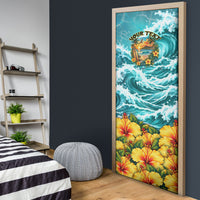 Personalized Hawaii 60th Birthday Eagle Door Cover Tropical Sunset Beach Hibiscus Ocean Wave TS04 - Polynesian Pride