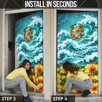 Personalized Hawaii 60th Birthday Eagle Door Cover Tropical Sunset Beach Hibiscus Ocean Wave TS04 - Polynesian Pride