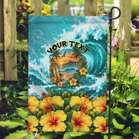 Personalized Hawaii 60th Birthday Eagle Garden Flag Tropical Sunset Beach Hibiscus Ocean Wave TS04 Garden Flag Blue Yellow - Polynesian Pride