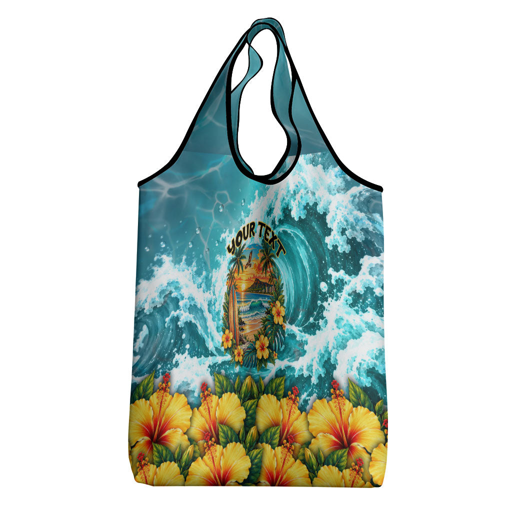 Personalized Hawaii 60th Birthday Eagle Grocery Bag Tropical Sunset Beach Hibiscus Ocean Wave TS04 - Polynesian Pride