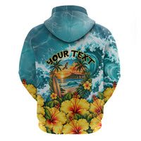 Personalized Hawaii 60th Birthday Eagle Hoodie Tropical Sunset Beach Hibiscus Ocean Wave TS04 - Polynesian Pride