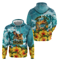 Personalized Hawaii 60th Birthday Eagle Hoodie Tropical Sunset Beach Hibiscus Ocean Wave TS04 - Polynesian Pride