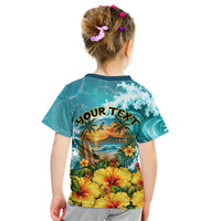 Personalized Hawaii 60th Birthday Eagle Kid T Shirt Tropical Sunset Beach Hibiscus Ocean Wave TS04 - Polynesian Pride