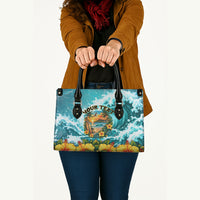 Personalized Hawaii 60th Birthday Eagle Leather Bag Tropical Sunset Beach Hibiscus Ocean Wave TS04 - Polynesian Pride