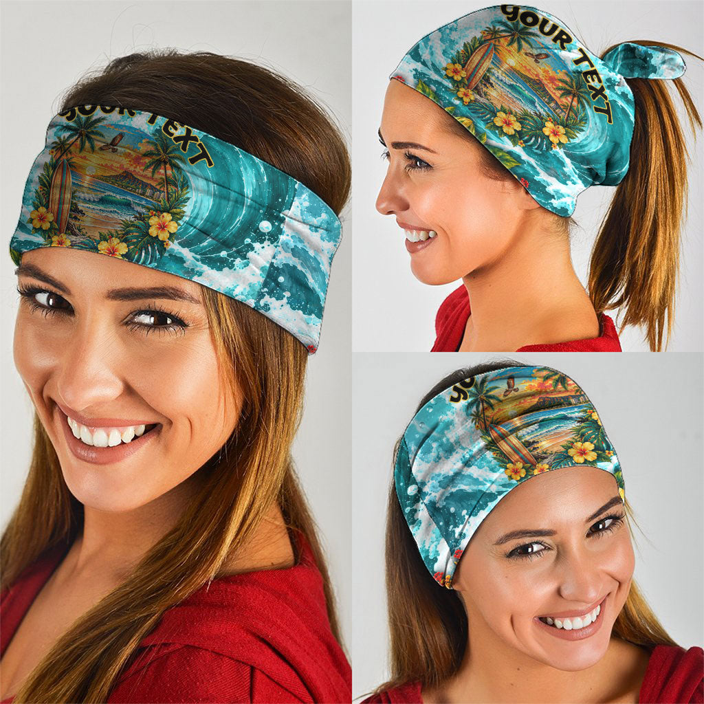 Personalized Hawaii 60th Birthday Eagle Neck Gaiter Tropical Sunset Beach Hibiscus Ocean Wave TS04 - Polynesian Pride
